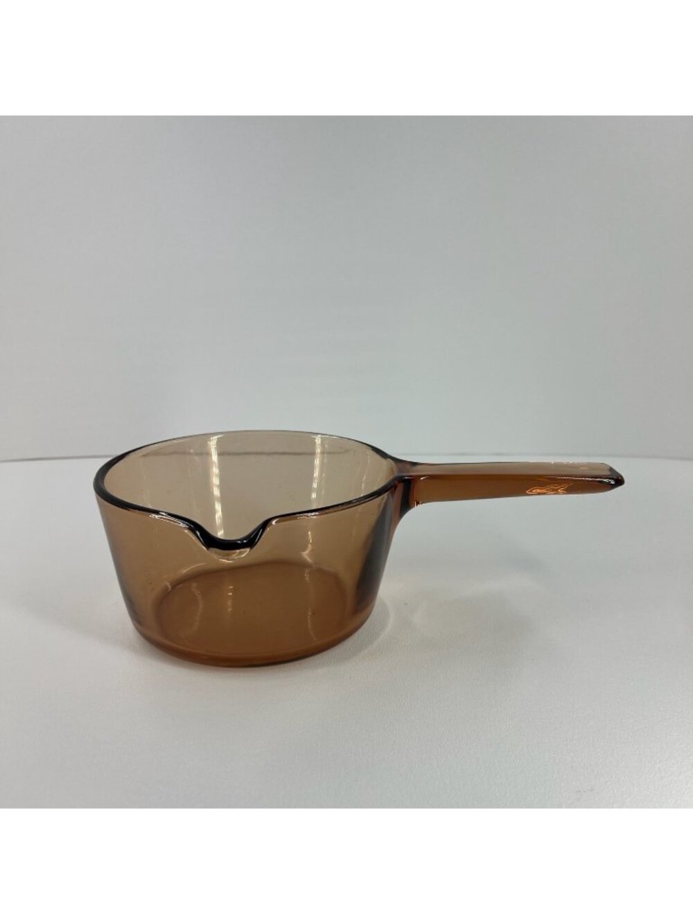 Visions Amber Glass 0.7L 6" Saucepan Melting Pot Pour Spout Vintage Transparent